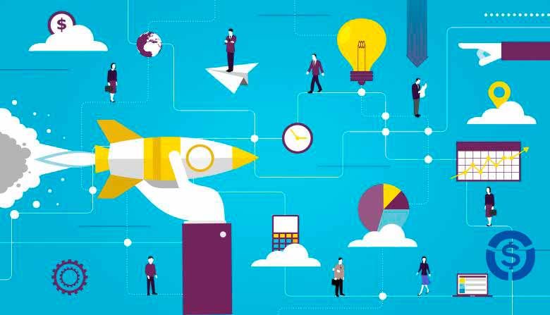 ícones representando o modelo de negócio das startups